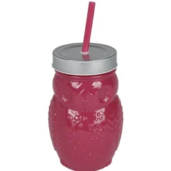 Gobelet animalier en verre + paille + couvercle