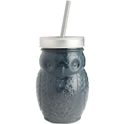 Gobelet animalier en verre + paille + couvercle