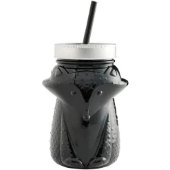 Gobelet animalier en verre + paille + couvercle