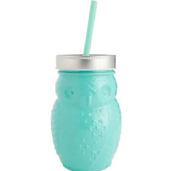 Gobelet animalier en verre + paille + couvercle