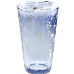Gobelet en verre 400 ml avec paille décor givré