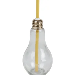 Gobelet en verre forme ampoule avec paille