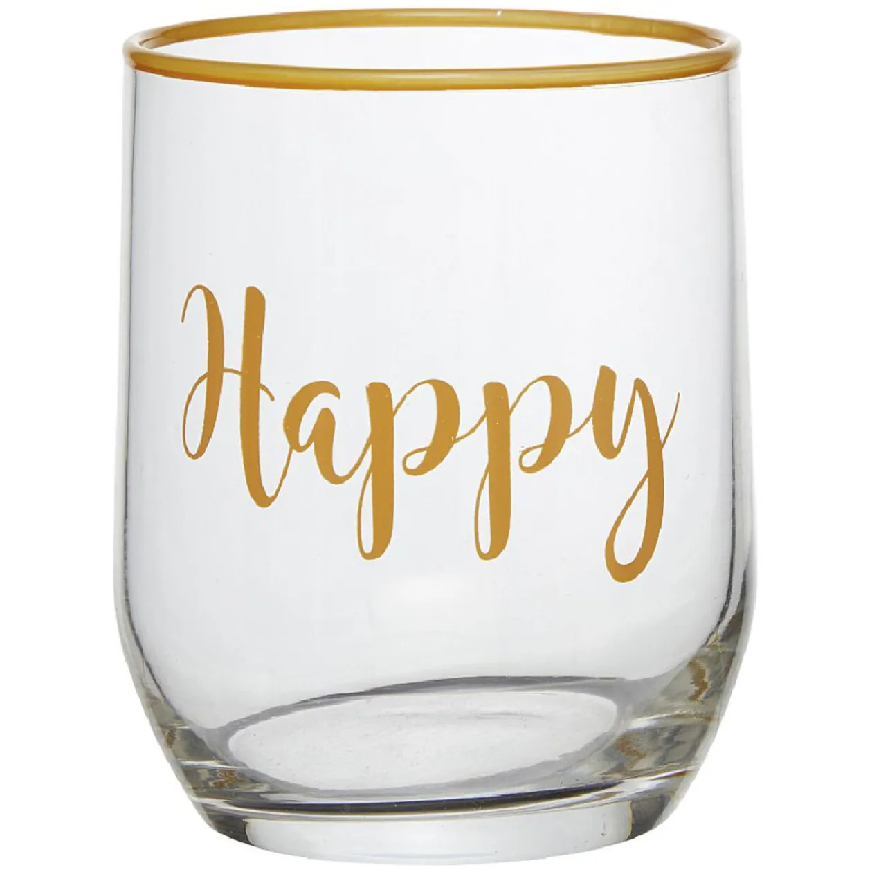 Gobelet en verre inscription Happy bord coloré 31,5 cl