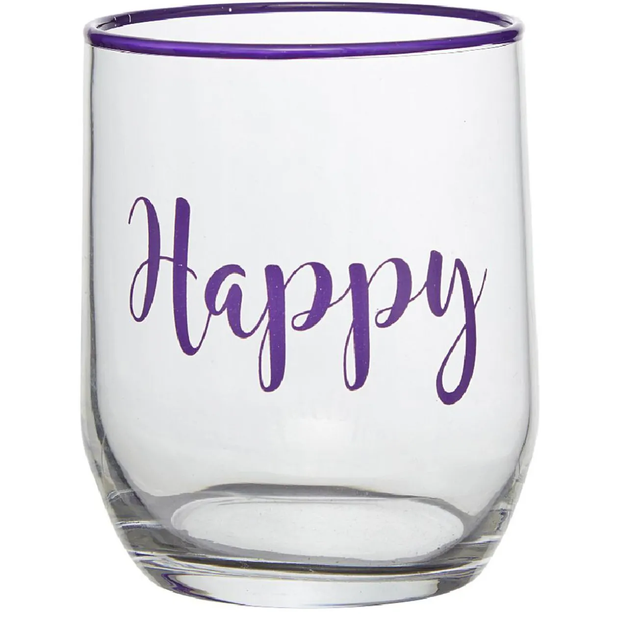 Gobelet en verre inscription Happy bord coloré 31,5 cl