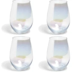 Gobelet en verre irisé ovale x4