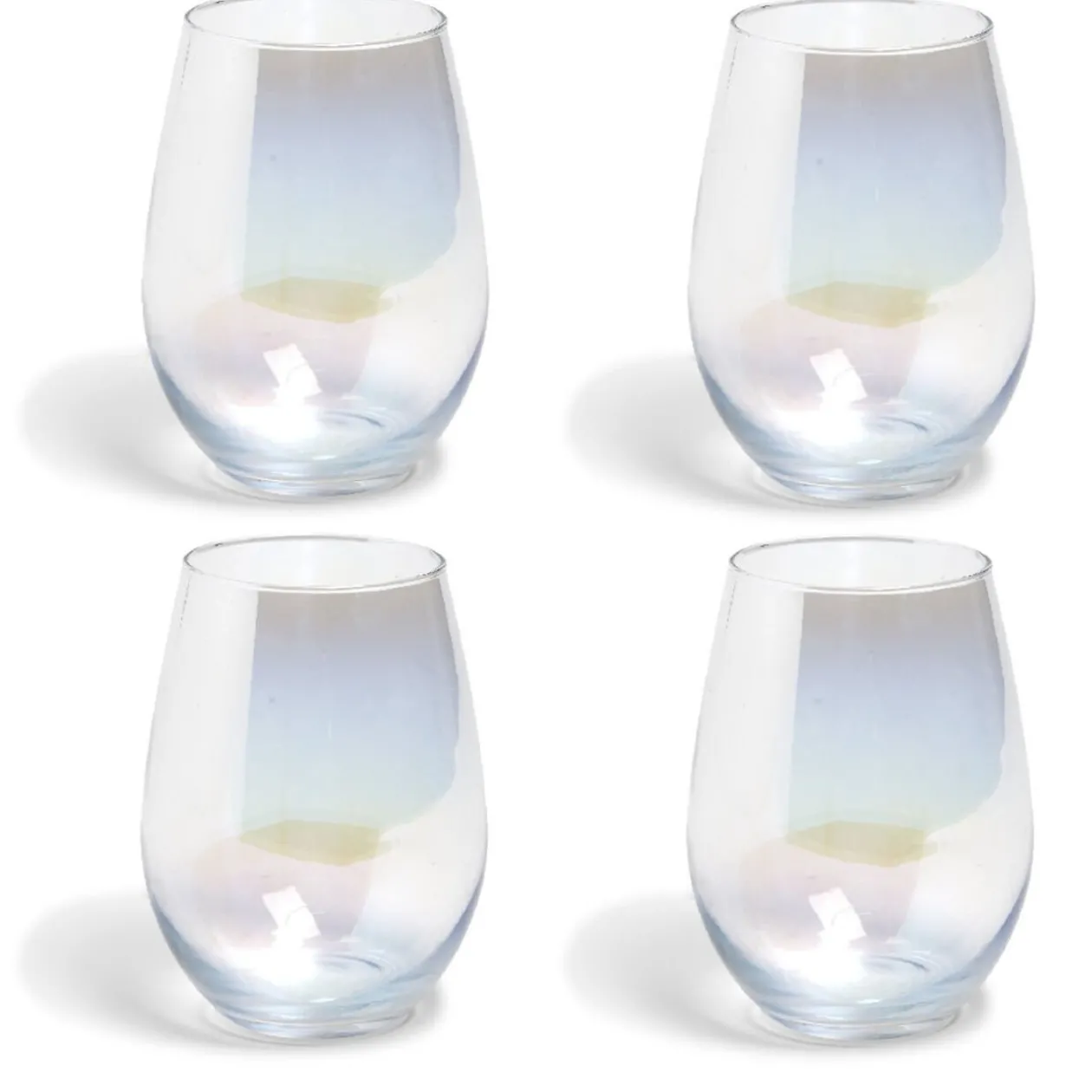 Gobelet en verre irisé ovale x4