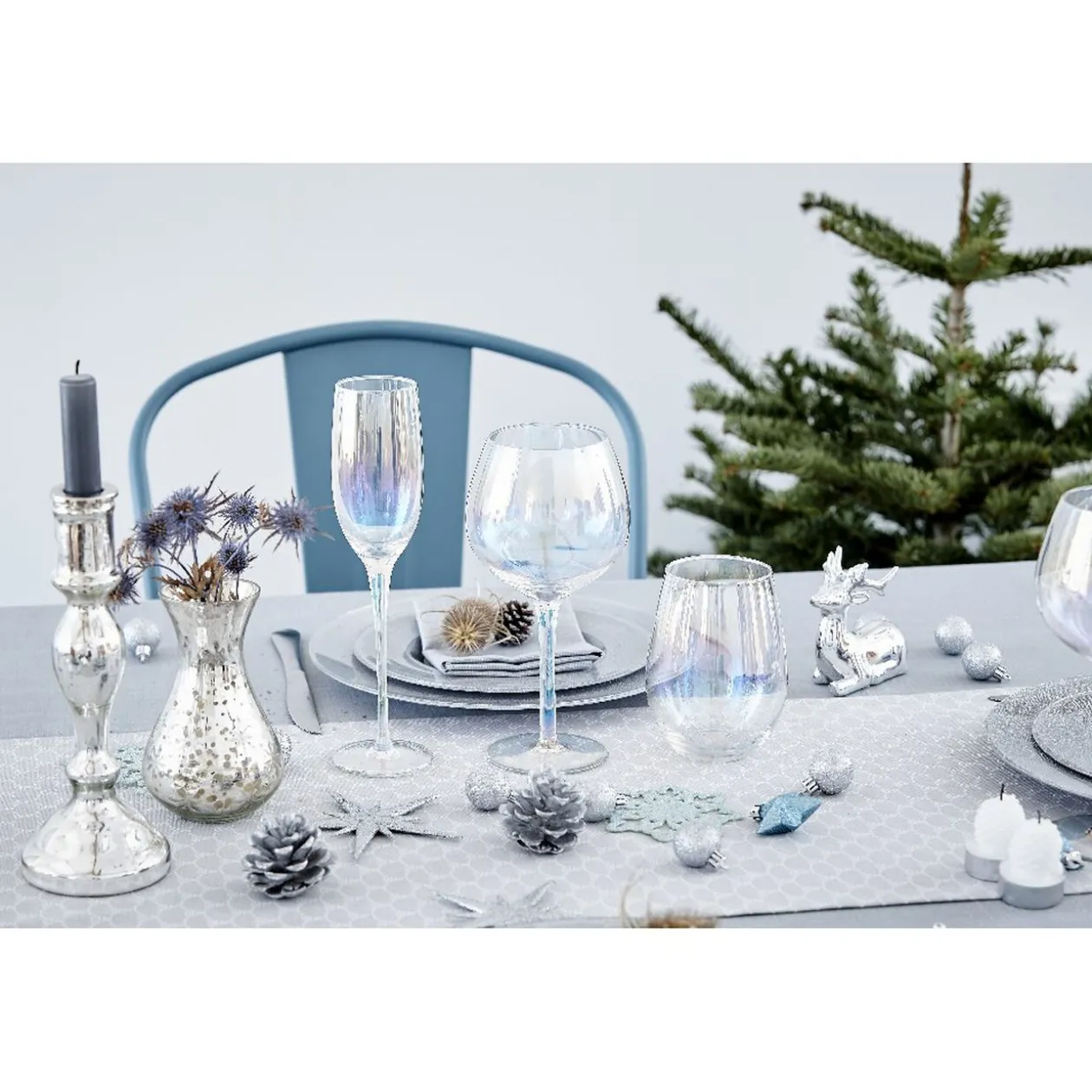 Gobelet en verre irisé ovale x4