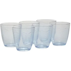 Gobelet en verre Margaux motifs chevron transparent bleu x6