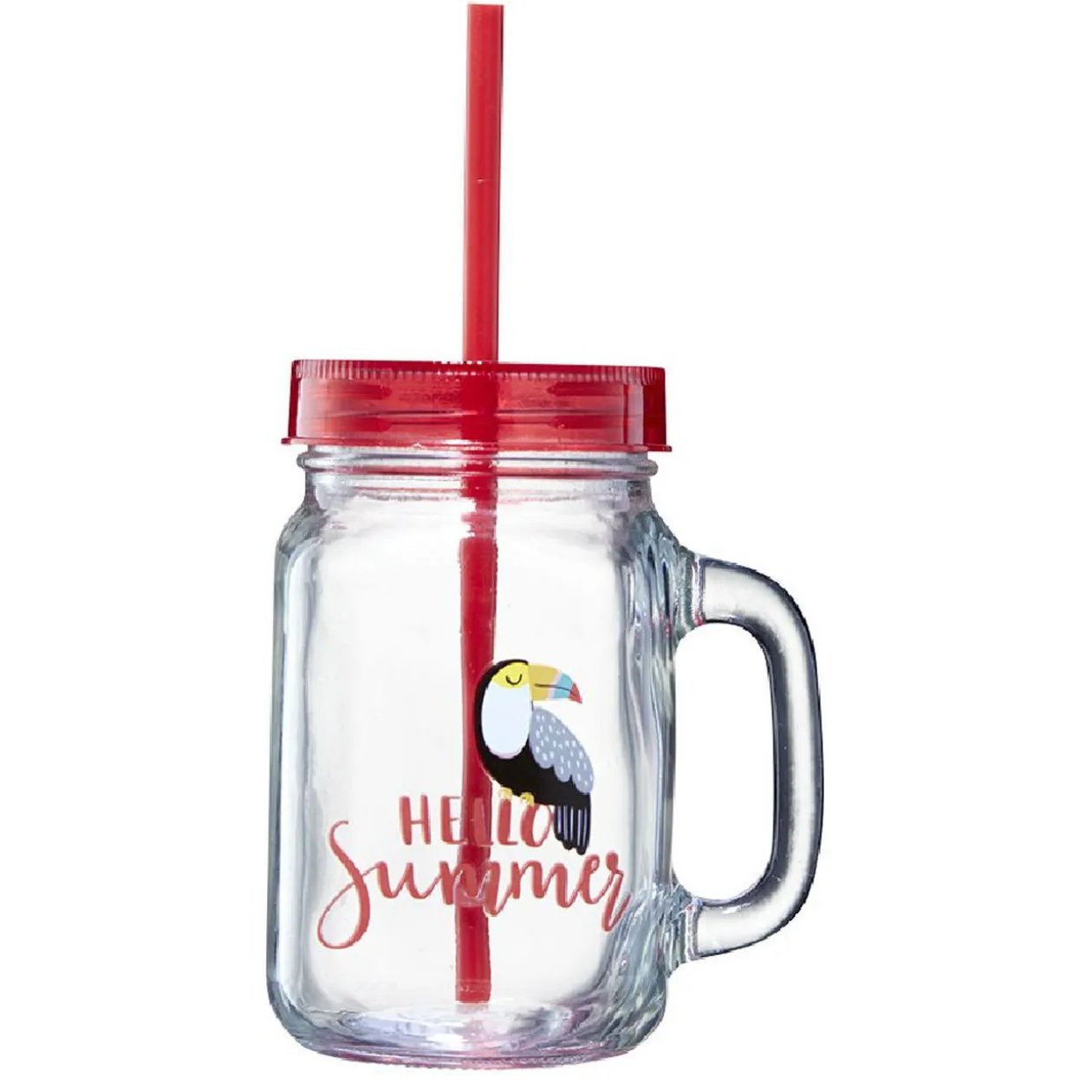 Gobelet en verre motif exotique avec paille 480 ml