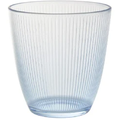 Gobelet en verre Nina motif relief rainuré transparent bleu 25 cl x6