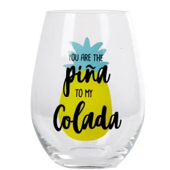 Gobelet en verre style tropical motif pina colada ananas