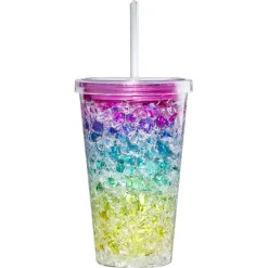 Gobelet et sa paille réfrigérant arc en ciel