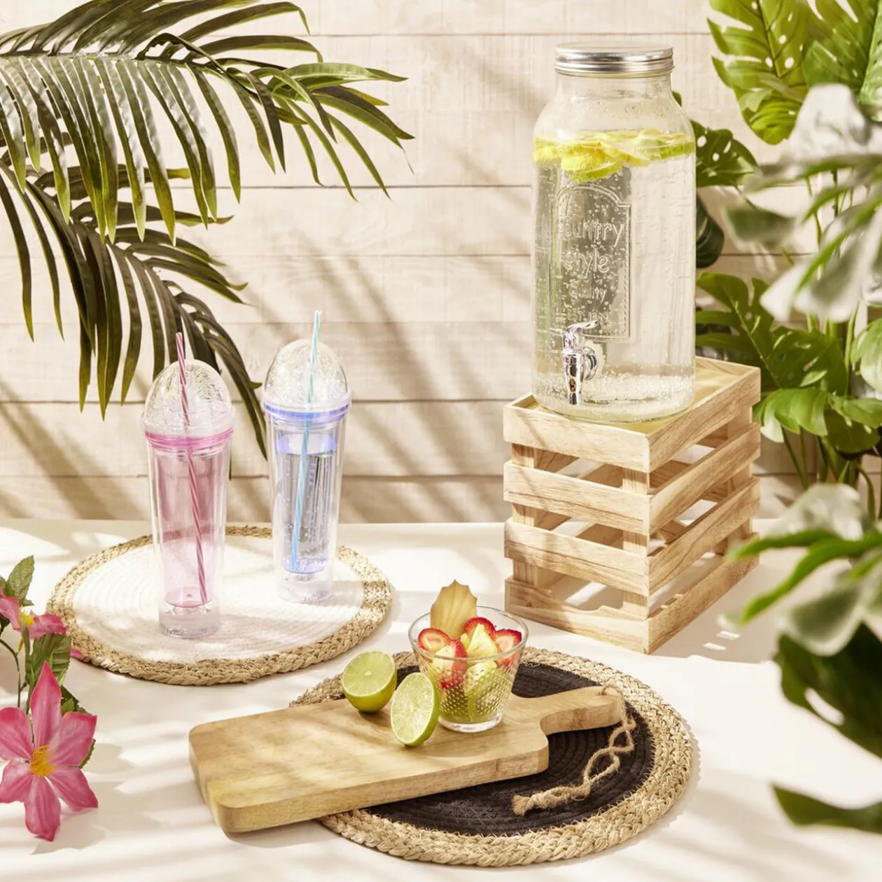 Gobelet 450ml plastique double paroi à paillettes 2 coloris