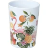 Gobelet mélaminé tropical blanc motif fruits et flamant rose