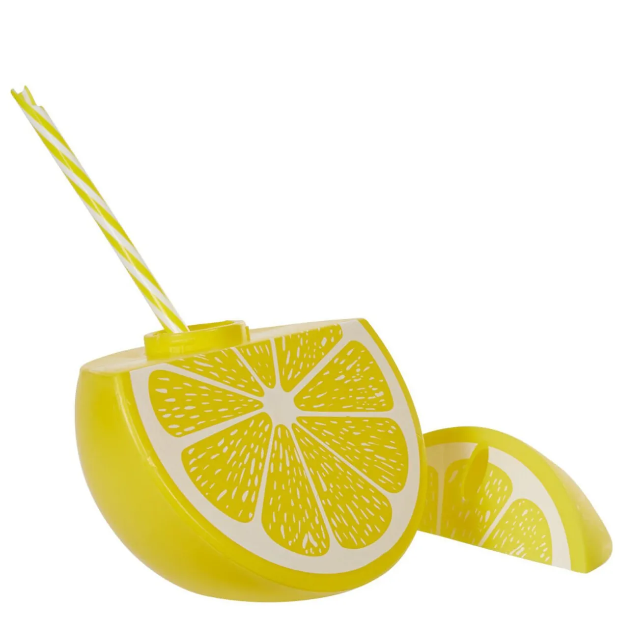 Gobelet plastique et paille en forme de citron