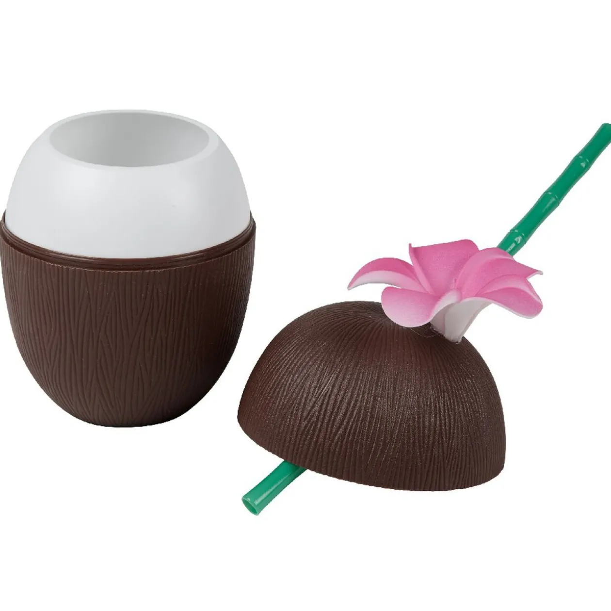 Gourde plastique et paille noix de coco