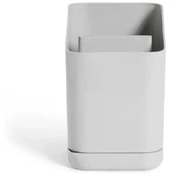 Égoutoir à couverts et ustensiles plastique gris - 11x11xH17cm