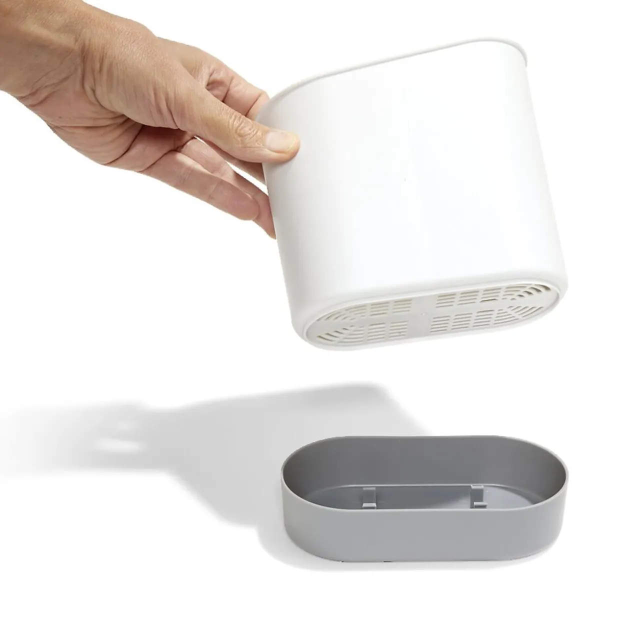 Égouttoir à couverts plastique gris 17,3x17,3xH9,2cm