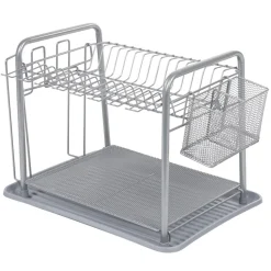 Égouttoir à vaisselle métallique gris
