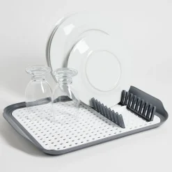 Égouttoir à vaisselle 30,3x41,5x3,8cm plastique gris et blanc