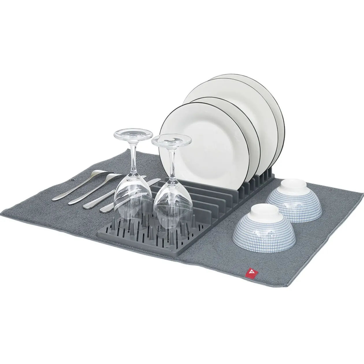 Égouttoir avec tapis pliable gris foncé 11 rangées 12 picots