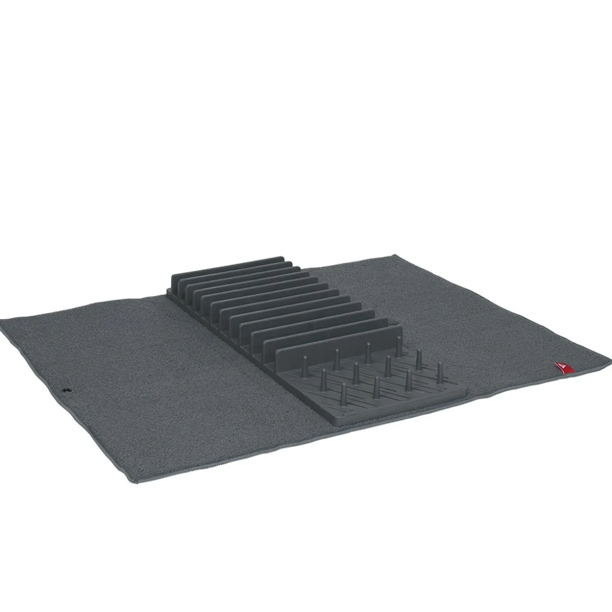 Égouttoir avec tapis pliable gris foncé 11 rangées 12 picots