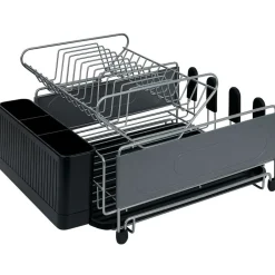 Égouttoir extensible en métal et plastique gris 41,5x30xH23,5cm