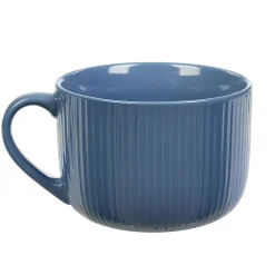 Jumbo en porcelaine 45 cl bleu avec rainures verticales en relief