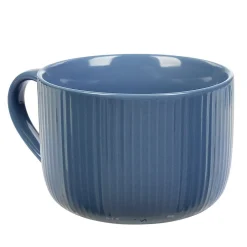 Jumbo en porcelaine 45 cl bleu avec rainures verticales en relief