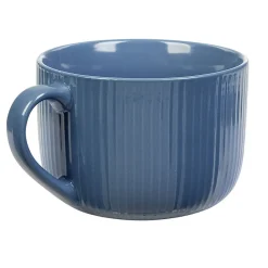 Jumbo en porcelaine 45 cl bleu avec rainures verticales en relief