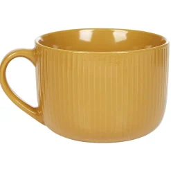 Jumbo en porcelaine 45 cl jaune moutarde rainures verticales en relief