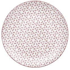 Lot de 4 assiettes à dessert porcelaine motif trait triangle multicolore Ø19cm