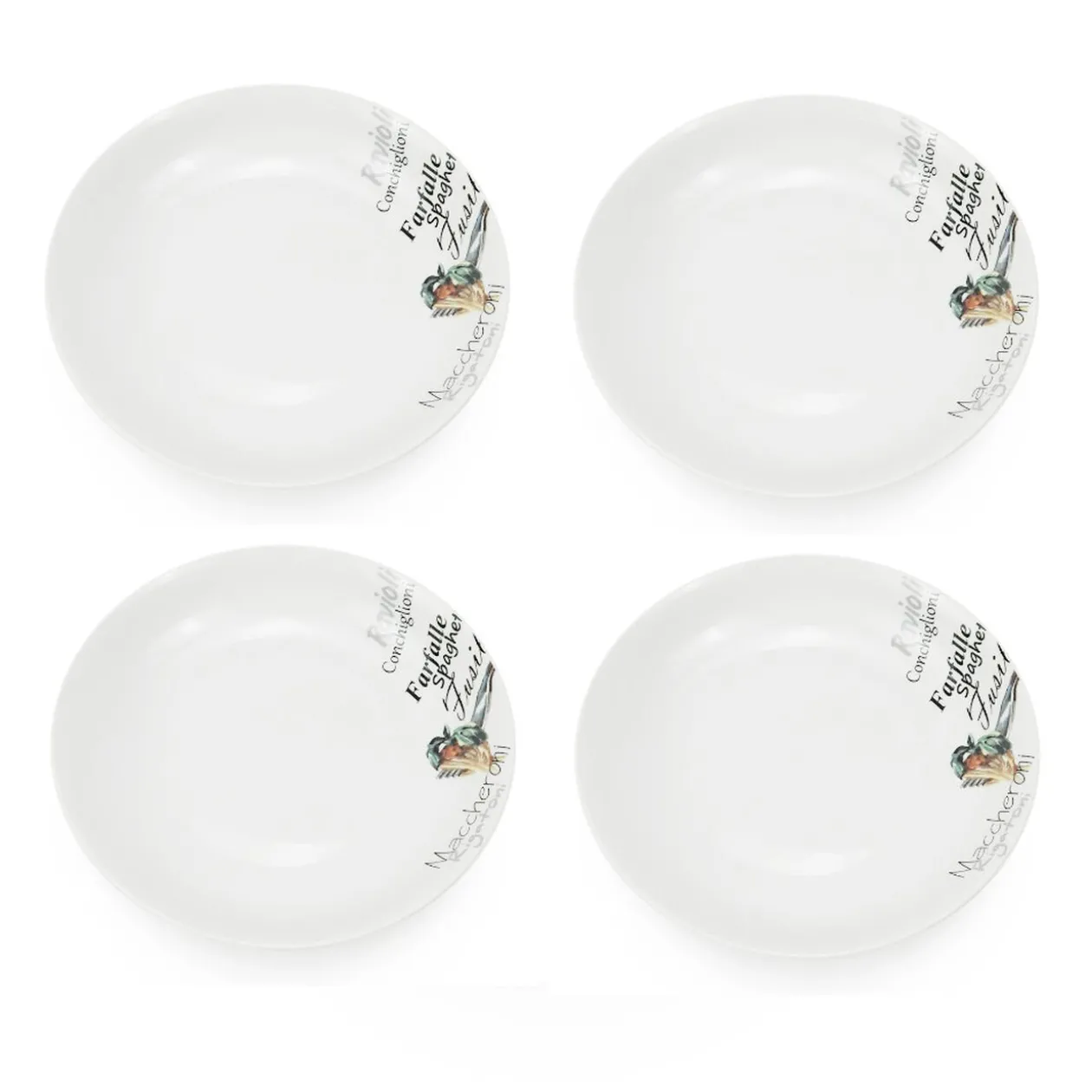 Lot de 4 assiettes à pâtes en porcelaine
