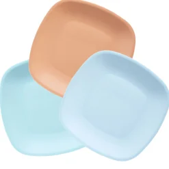 Lot de 3 assiettes colorées en plastique rigide