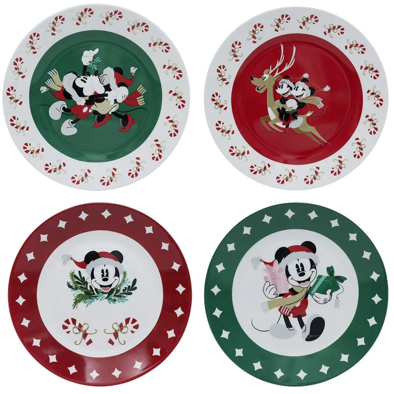 Lot de 4 assiettes dessert Disney Mickey porcelaine Ø19cm