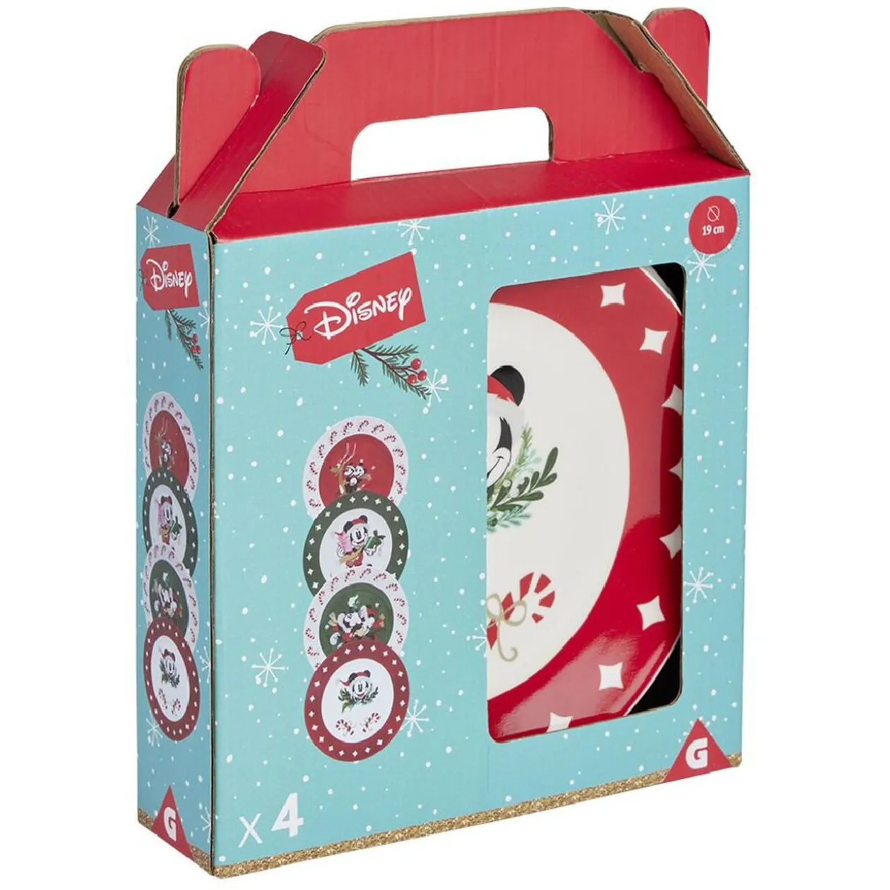 Lot de 4 assiettes dessert Disney Mickey porcelaine Ø19cm