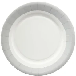 Lot de 10 assiettes en carton Ø18 cm à bord gris