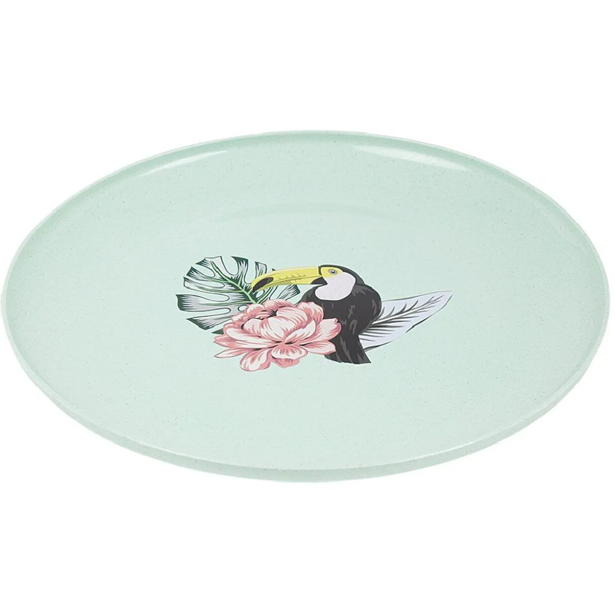 Lot de 4 assiettes plates décor oiseau et feuille