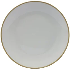 Lot de 4 assiettes plates rondes porcelaine blanche avec liseré coloré