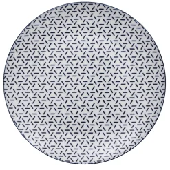 Lot de 4 assiettes plates porcelaine motif trait triangle multicolore Ø24cm