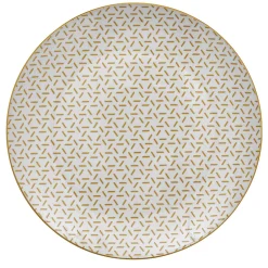 Lot de 4 assiettes plates porcelaine motif trait triangle multicolore Ø24cm