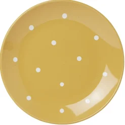 Lot de 4 assiettes rondes plates céramique déco pois