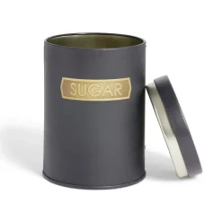 Lot de 3 boîtes alimentaires acier noir et doré Ø9xH12cm