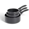 Lot de 3 casseroles tous feux sauf induction aluminium noir Ø14/16/20cm