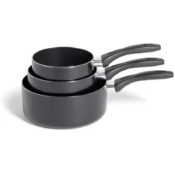 Lot de 3 casseroles tous feux sauf induction aluminium noir Ø14/16/20cm