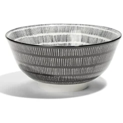 Lot de 4 coupelles 300ml porcelaine Ø15cm noir et blanc