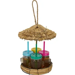 Lot de 4 gobelets à paille 260ml forme cactus dans décor estival