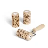 Lot de 3 mini rouleaux à pâtisserie en bois à motifs étoile/flocon/coeur
