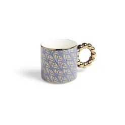 Lot de 2 mugs 30cl design chic bleu foncé et doré