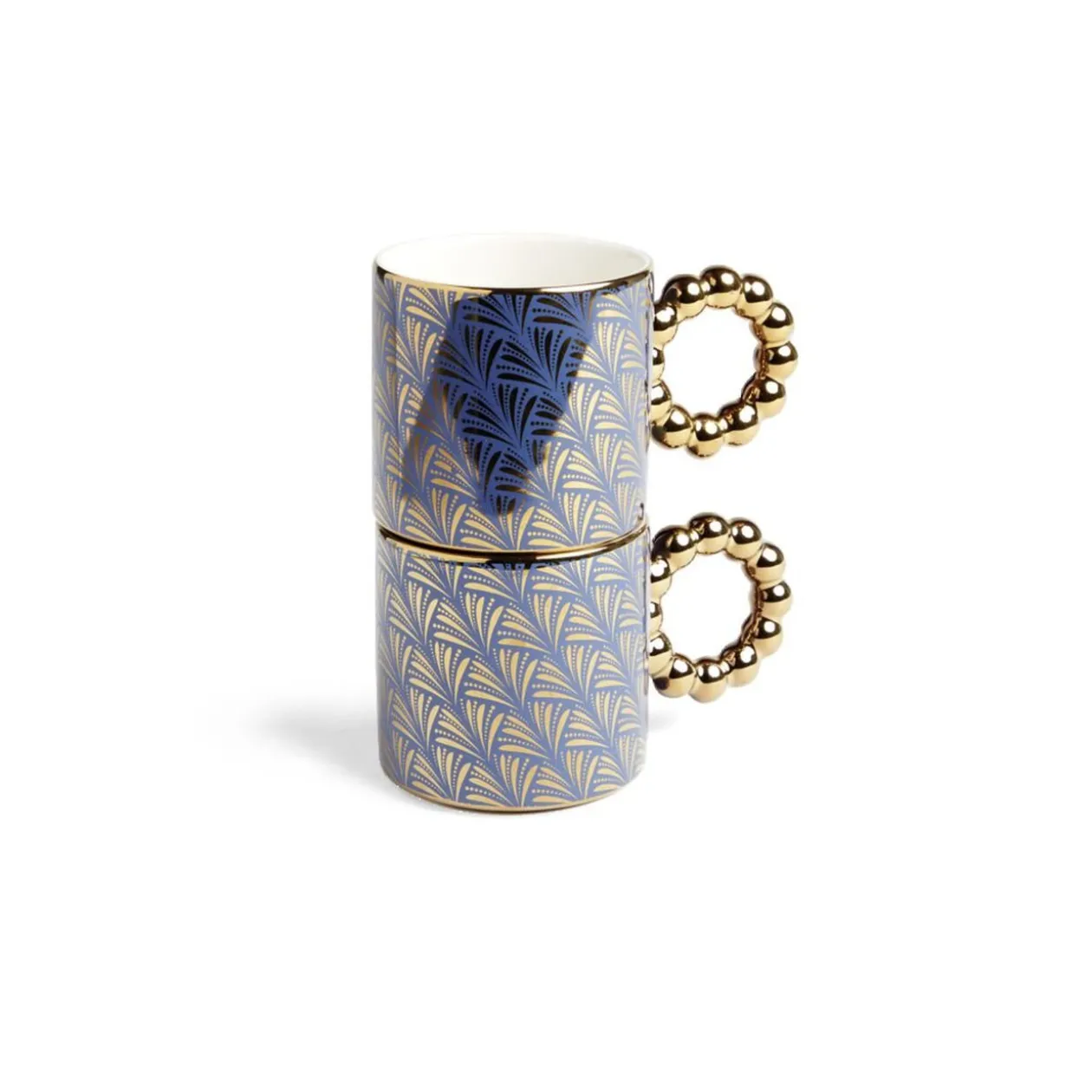 Lot de 2 mugs 30cl design chic bleu foncé et doré